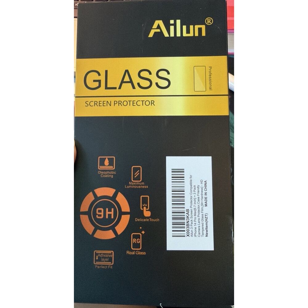 Ailun Glass Screen Protector iPhone 14 Pro Max 6.7 in Display 3 pack - NEW